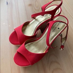 Kate Spade Red Grosgrain Wedges